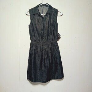 womans Small dress Black Denim With Collar Sequin Detail